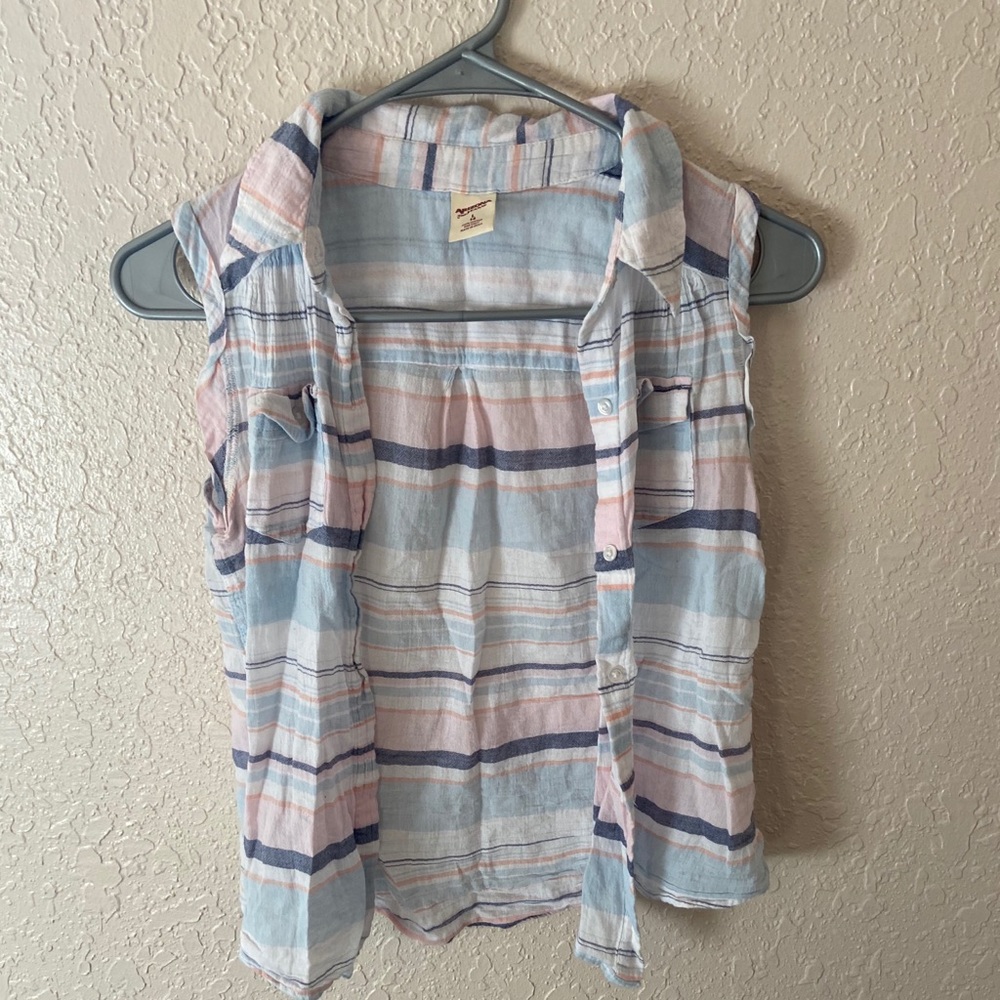 Striped button down cover up